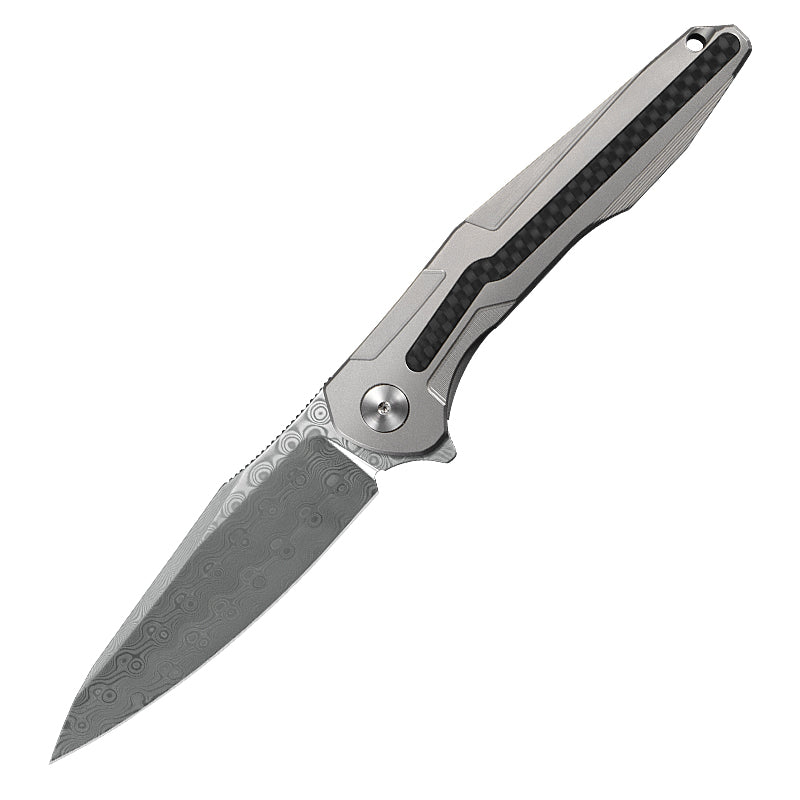 CH Wartex Frame Lock Sliver Ti （3.54'' Satin Damascus）
