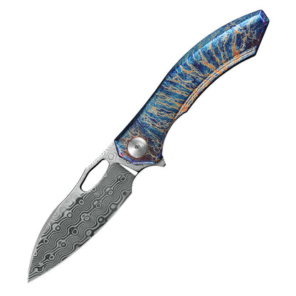 CH Cupra Frame Lock Flaming Ti （2.75'' Satin Damascus）