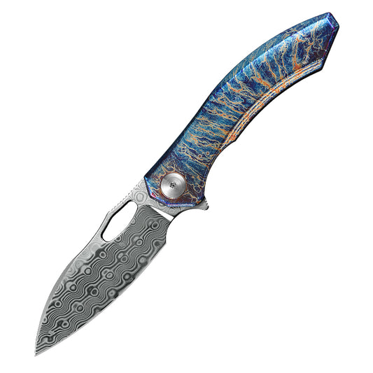 CH Cupra Frame Lock Flaming Ti （2.75'' Satin Damascus）