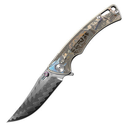 CH Otoman Frame Lock Sliver Ti （3.75'' Mirror Elmax core）