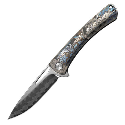 CH Vexor Frame Lock Flaming Ti （3.4'' Mirror Elmax core）