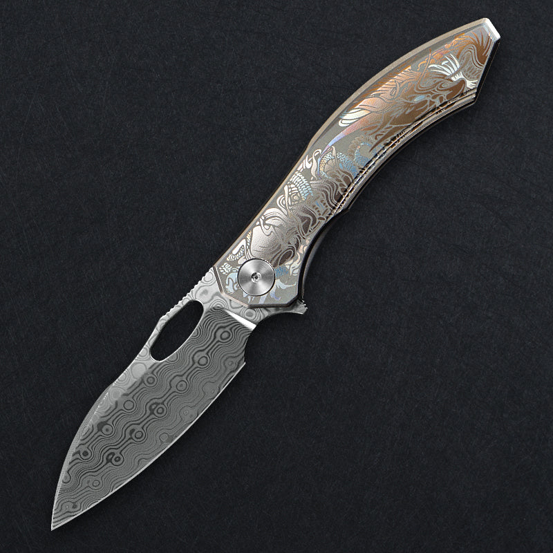 CH Cupra Frame Lock Sliver Ti （2.75'' Satin Damascus）