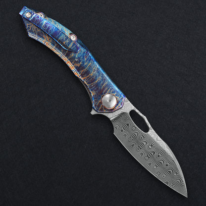 CH Cupra Frame Lock Flaming Ti （2.75'' Satin Damascus）