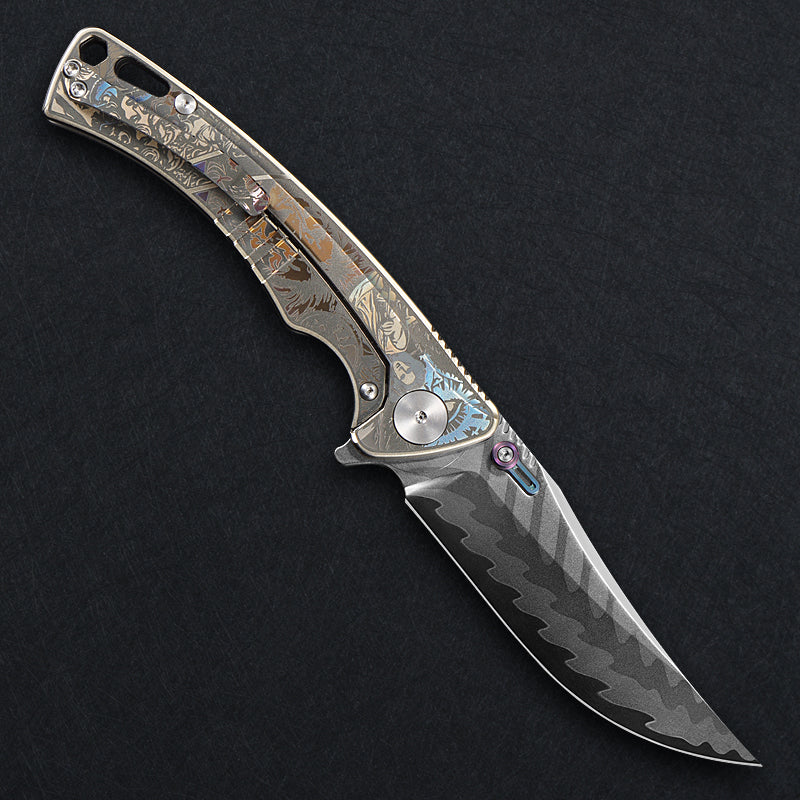 CH Otoman Frame Lock Sliver Ti （3.75'' Mirror Elmax core）