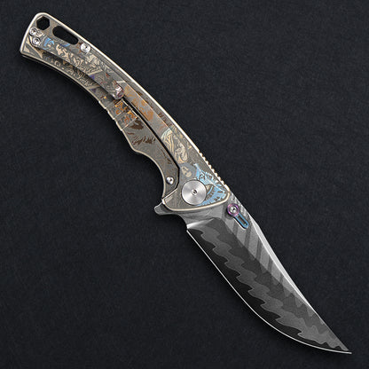 CH Otoman Frame Lock Sliver Ti （3.75'' Mirror Elmax core）