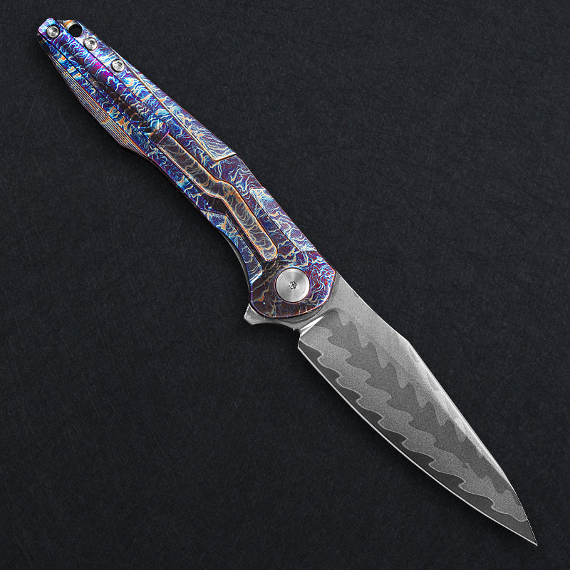 CH Wartex Frame Lock Flaming Ti （3.54'' Mirror Elmax core）