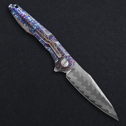 CH Wartex Frame Lock Flaming Ti （3.54'' Mirror Elmax core）