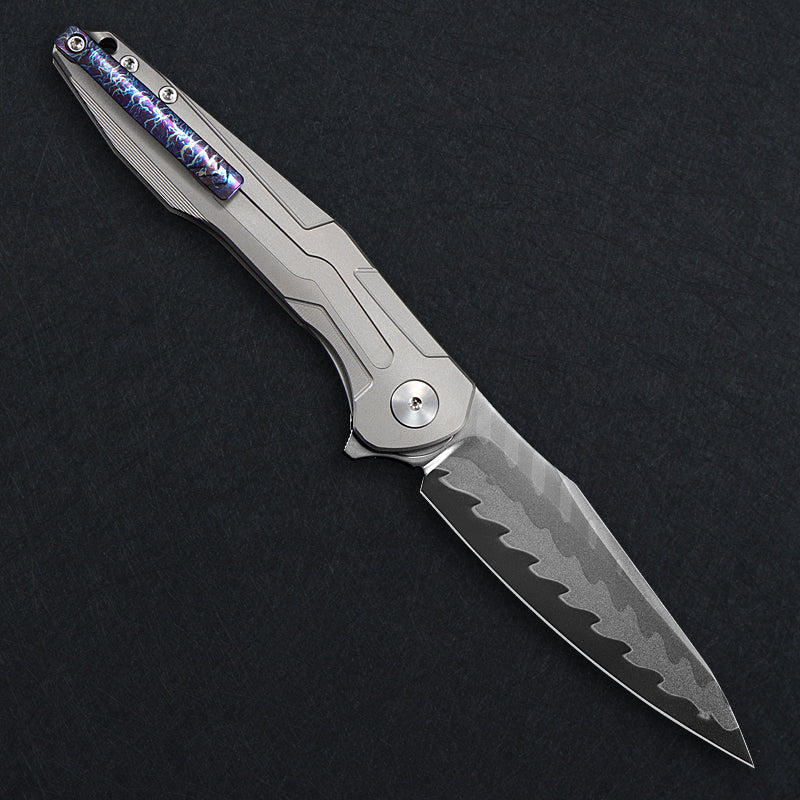 CH Wartex Frame Lock Sliver Ti （3.54'' Mirror Elmax core）