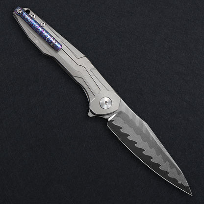 CH Wartex Frame Lock Sliver Ti （3.54'' Mirror Elmax core）
