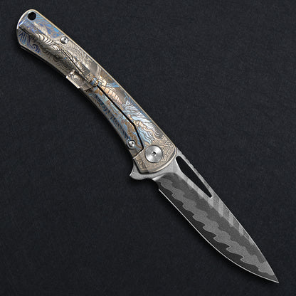 CH Vexor Frame Lock Flaming Ti （3.4'' Mirror Elmax core）