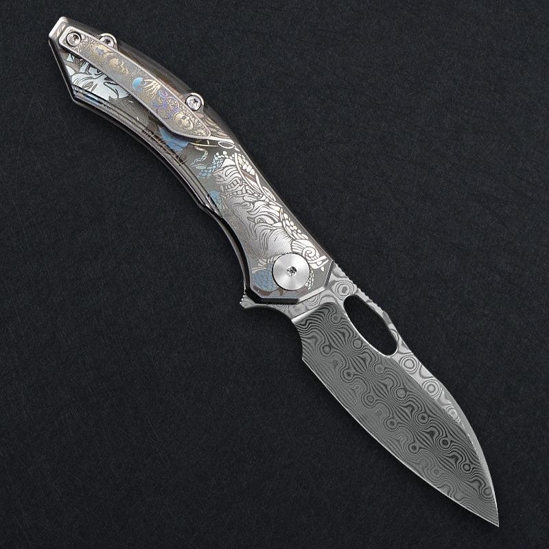 CH Cupra Frame Lock Sliver Ti （2.75'' Satin Damascus）