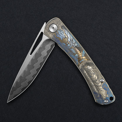 CH Vexor Frame Lock Flaming Ti （3.4'' Mirror Elmax core）