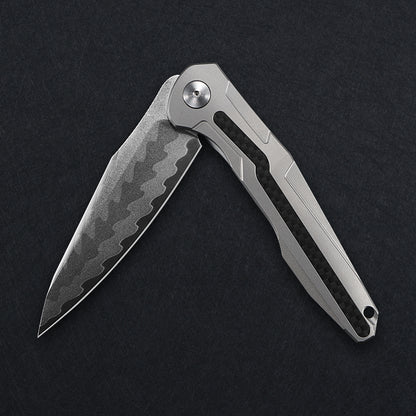 CH Wartex Frame Lock Sliver Ti （3.54'' Mirror Elmax core）
