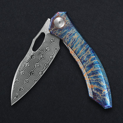 CH Cupra Frame Lock Flaming Ti （2.75'' Satin Damascus）