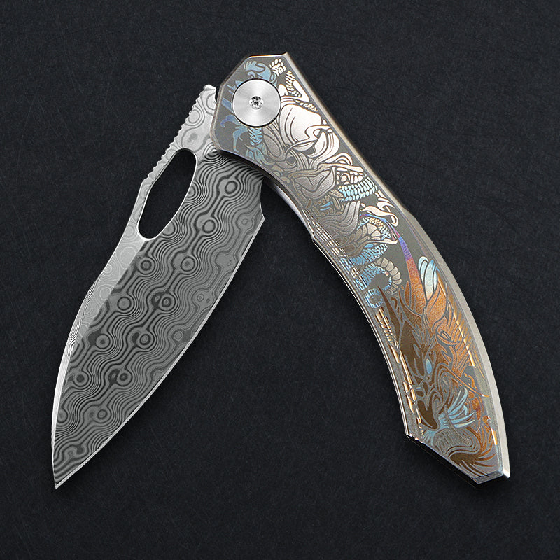 CH Cupra Frame Lock Sliver Ti （2.75'' Satin Damascus）