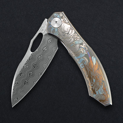 CH Cupra Frame Lock Sliver Ti （2.75'' Satin Damascus）