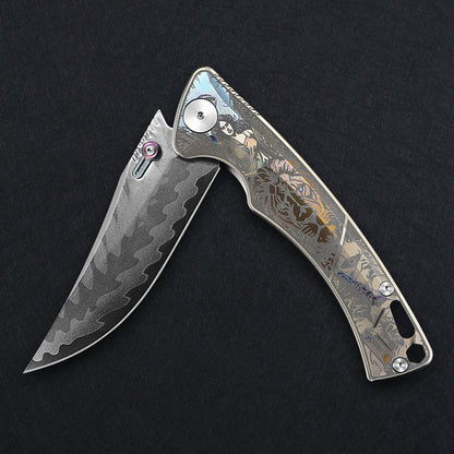 CH Otoman Frame Lock Sliver Ti （3.75'' Mirror Elmax core）