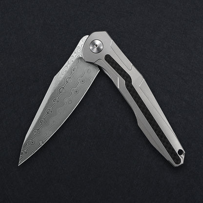 CH Wartex Frame Lock Sliver Ti （3.54'' Satin Damascus）