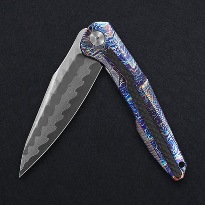 CH Wartex Frame Lock Flaming Ti （3.54'' Mirror Elmax core）