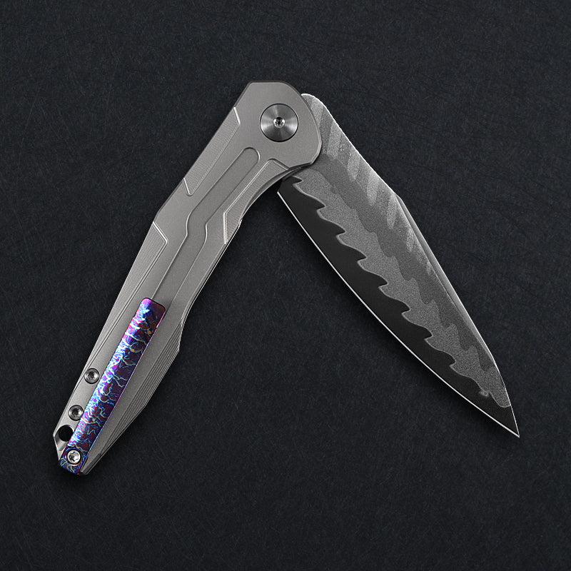 CH Wartex Frame Lock Sliver Ti （3.54'' Mirror Elmax core）