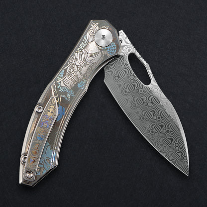 CH Cupra Frame Lock Sliver Ti （2.75'' Satin Damascus）