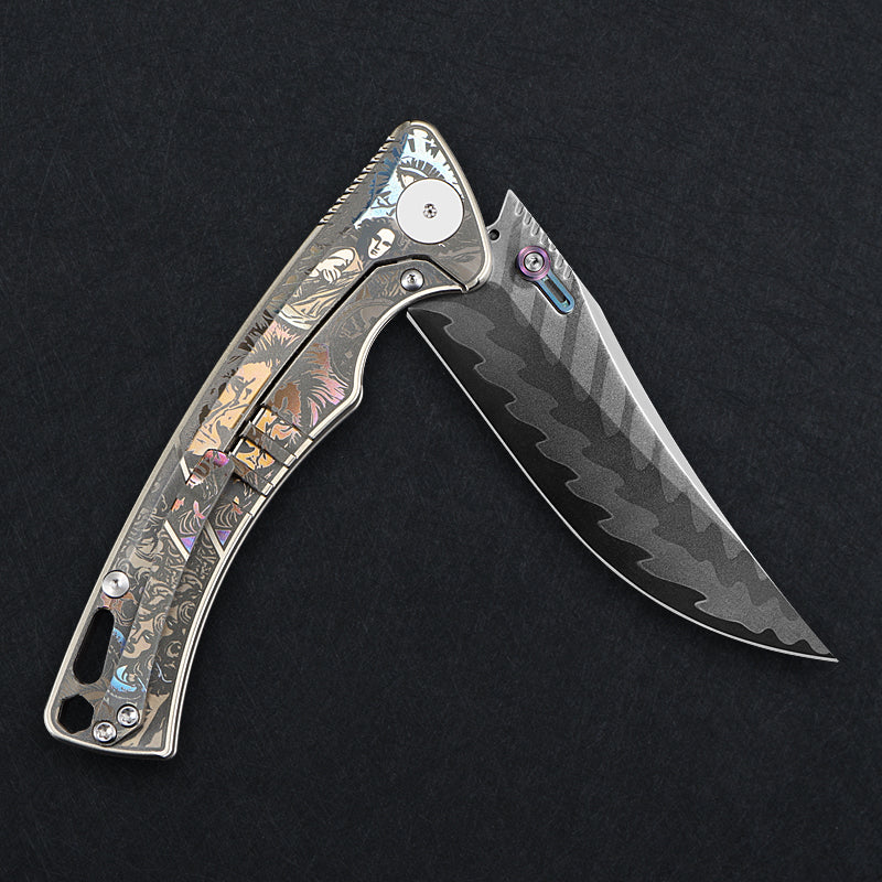 CH Otoman Frame Lock Sliver Ti （3.75'' Mirror Elmax core）