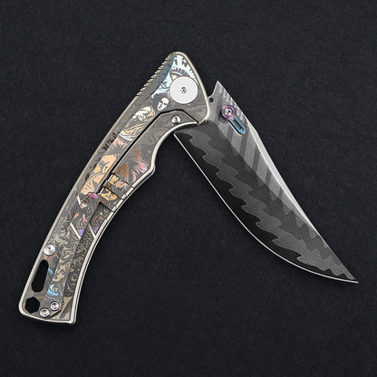 CH Otoman Frame Lock Sliver Ti （3.75'' Mirror Elmax core）
