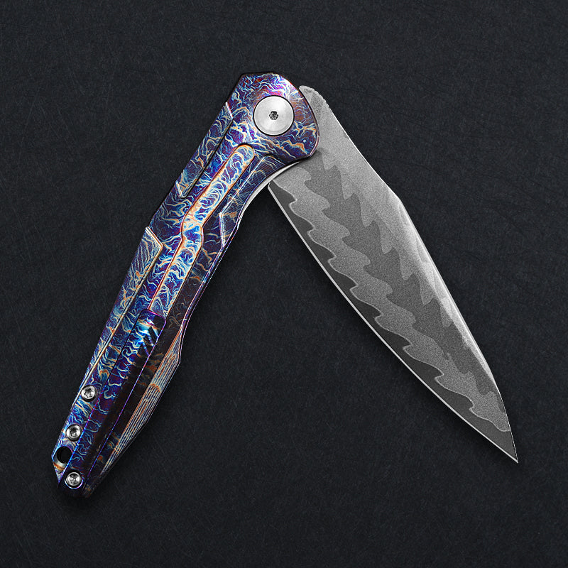 CH Wartex Frame Lock Flaming Ti （3.54'' Mirror Elmax core）