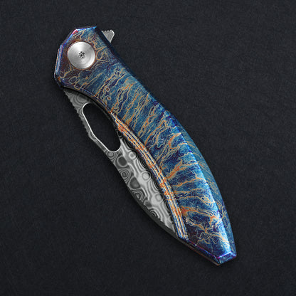 CH Cupra Frame Lock Flaming Ti （2.75'' Satin Damascus）