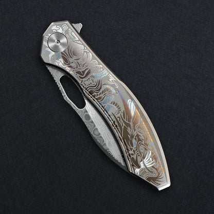 CH Cupra Frame Lock Sliver Ti （2.75'' Satin Damascus）
