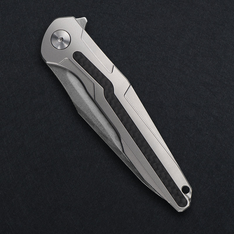 CH Wartex Frame Lock Sliver Ti （3.54'' Mirror Elmax core）