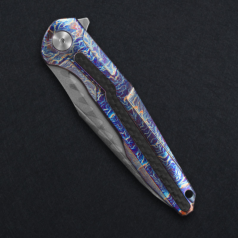 CH Wartex Frame Lock Flaming Ti （3.54'' Mirror Elmax core）