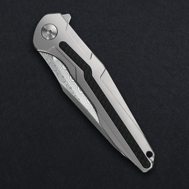 CH Wartex Frame Lock Sliver Ti （3.54'' Satin Damascus）