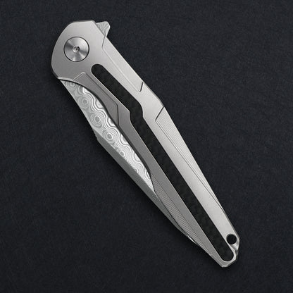 CH Wartex Frame Lock Sliver Ti （3.54'' Satin Damascus）