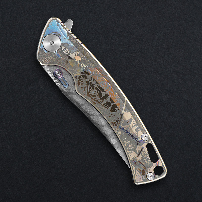 CH Otoman Frame Lock Sliver Ti （3.75'' Mirror Elmax core）