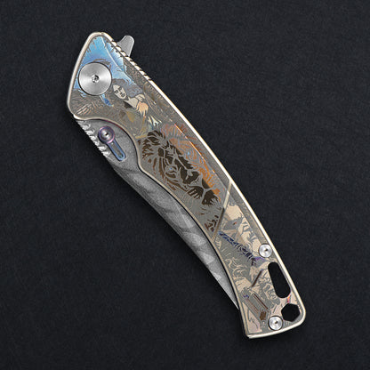 CH Otoman Frame Lock Sliver Ti （3.75'' Mirror Elmax core）