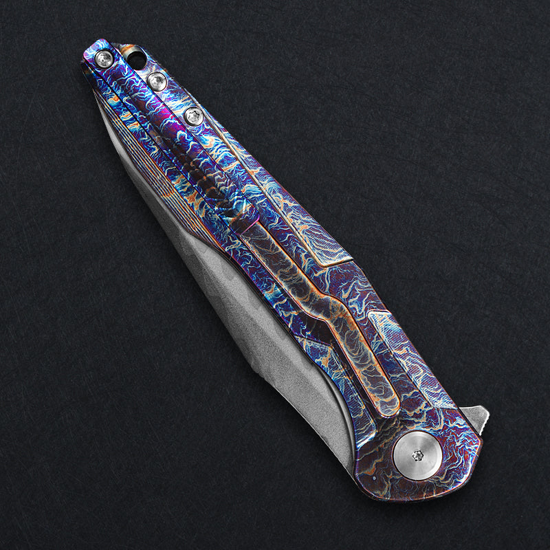 CH Wartex Frame Lock Flaming Ti （3.54'' Mirror Elmax core）