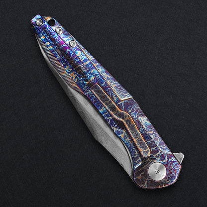 CH Wartex Frame Lock Flaming Ti （3.54'' Mirror Elmax core）