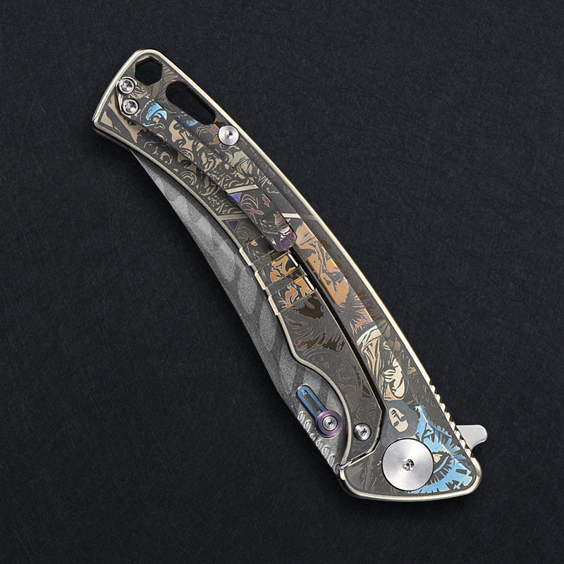 CH Otoman Frame Lock Sliver Ti （3.75'' Mirror Elmax core）