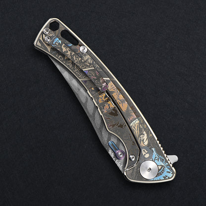 CH Otoman Frame Lock Sliver Ti （3.75'' Mirror Elmax core）