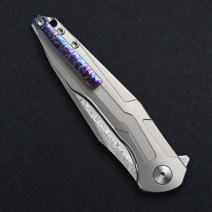 CH Wartex Frame Lock Sliver Ti （3.54'' Satin Damascus）