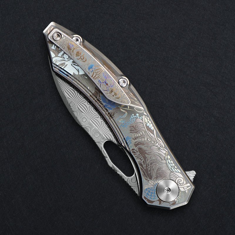 CH Cupra Frame Lock Sliver Ti （2.75'' Satin Damascus）