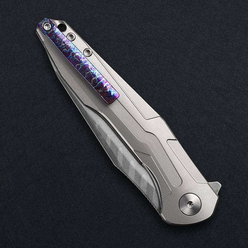 CH Wartex Frame Lock Sliver Ti （3.54'' Mirror Elmax core）