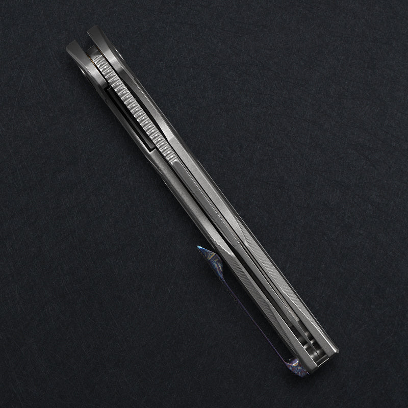 CH Wartex Frame Lock Sliver Ti （3.54'' Satin Damascus）