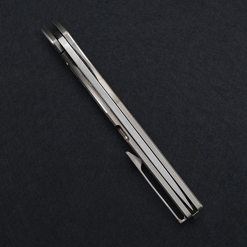 CH Blast Frame Lock Sliver Ti （3.75'' Satin Damascus）