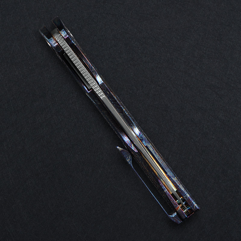 CH Wartex Frame Lock Flaming Ti （3.54'' Satin Damascus）