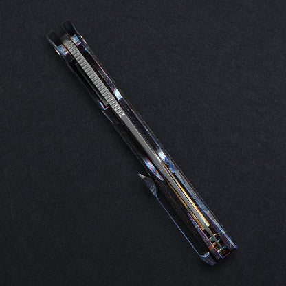 CH Wartex Frame Lock Flaming Ti （3.54'' Satin Damascus）
