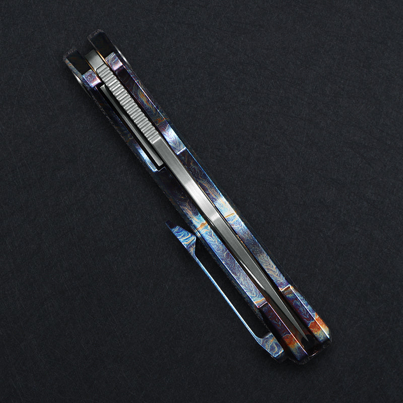 CH Cupra Frame Lock Flaming Ti （2.75'' Satin Damascus）