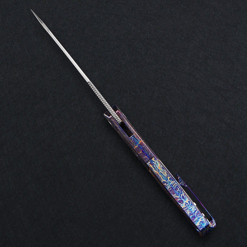 CH Wartex Frame Lock Flaming Ti （3.54'' Mirror Elmax core）