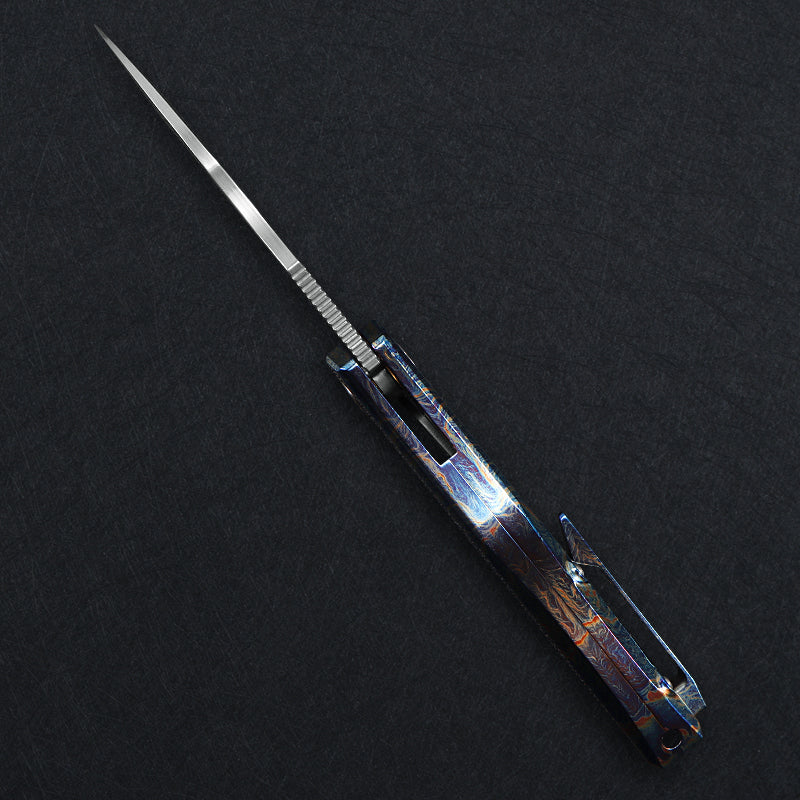 CH Cupra Frame Lock Flaming Ti （2.75'' Satin Damascus）